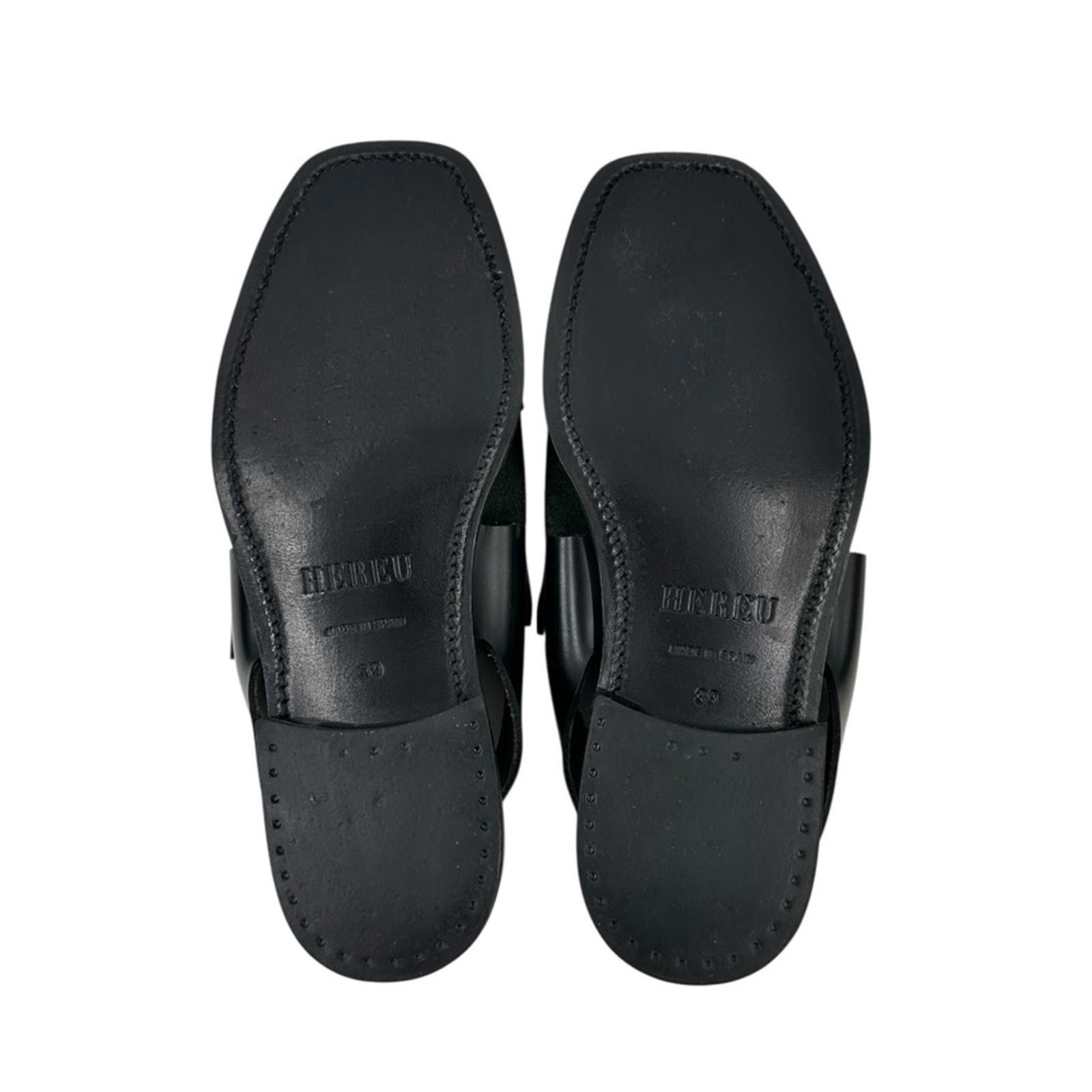 Hereu Llaut Square Black Leather Slingback Loafer Sandals Flats Size US 9 / IT 39 - 7 Thumbnail