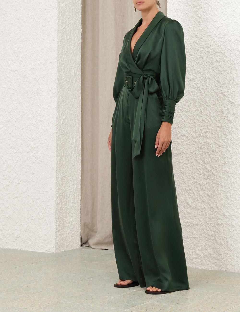 Zimmermann oc11z0226 Silk Wrap Top In Forest Green Size M / US 6-8 / IT 42-44 - 3 Thumbnail