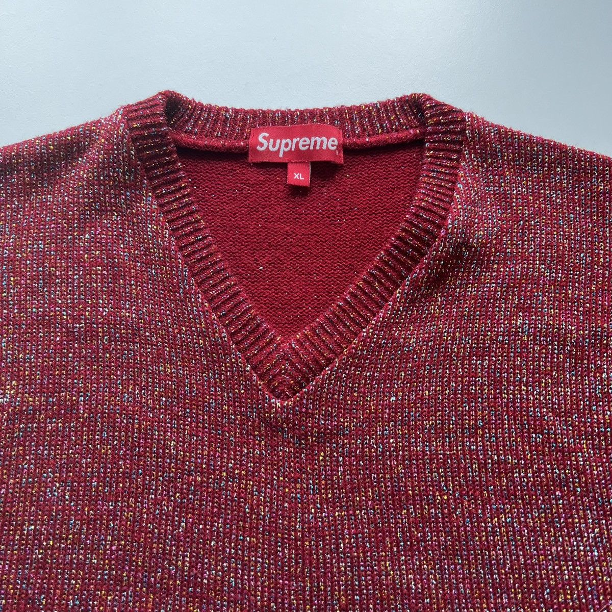 Supreme Supreme Tinsel Glitter Sweater Red XL Size US XL / EU 56 / 4 - 2 Thumbnail