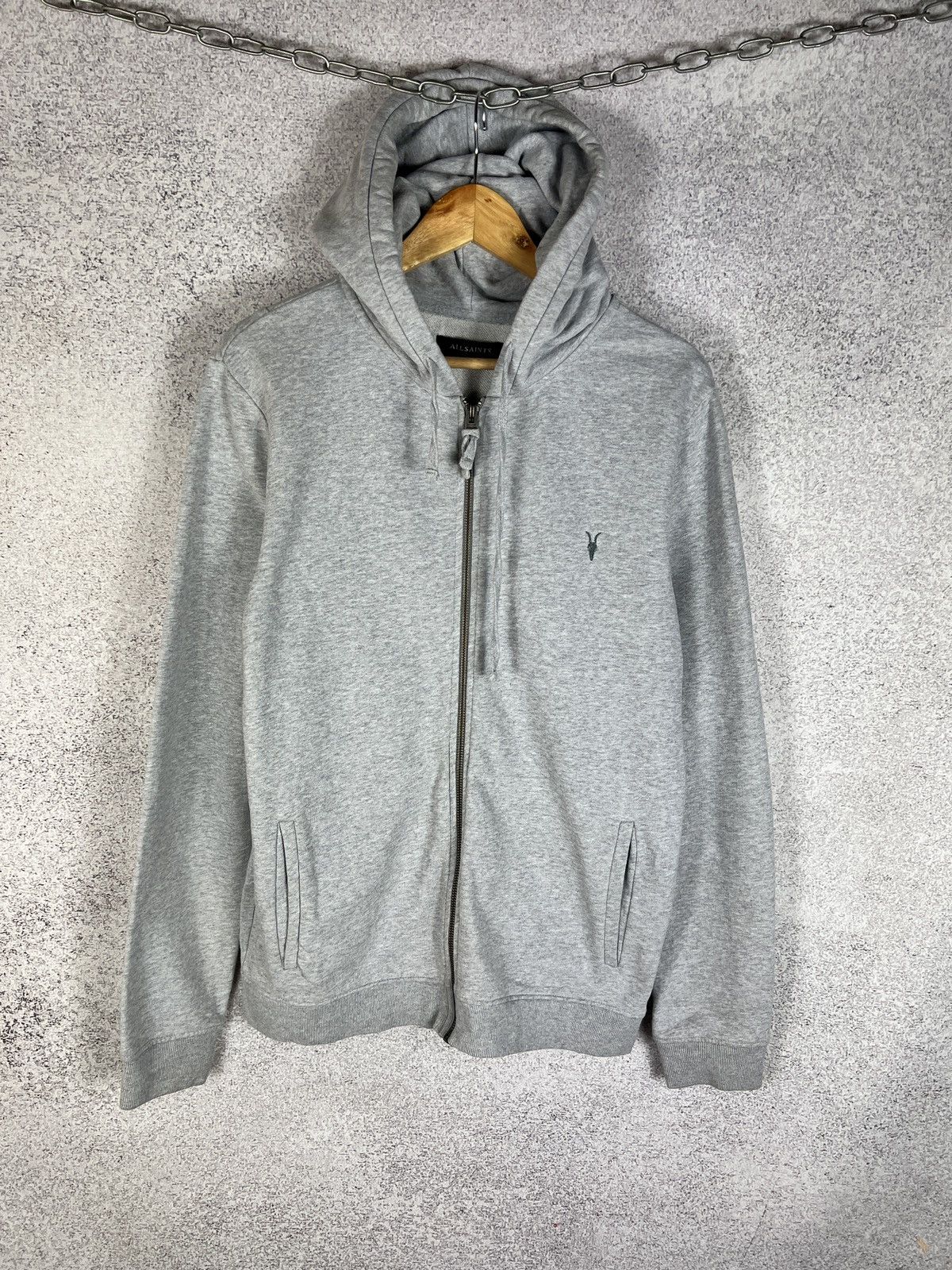Allsaints Allsaints Basic Grey Zip Hoodie Heavy Cotton Size US M / EU 48-50 / 2 - 1 Thumbnail
