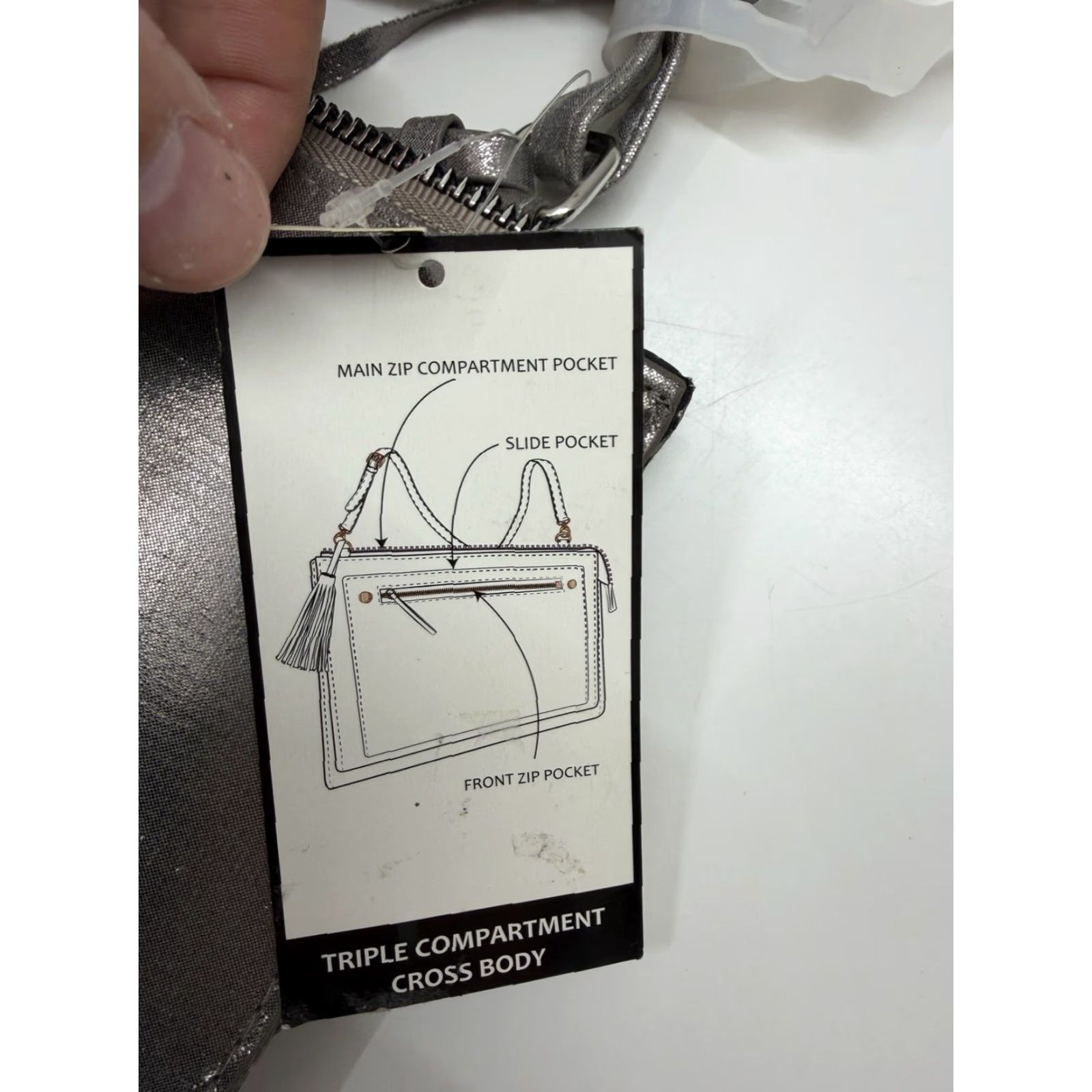Vintage No Boundaries Womens Purse Gray Metallic Marie Crossbody Triple Compartment NWTs Size ONE SIZE - 6 Thumbnail