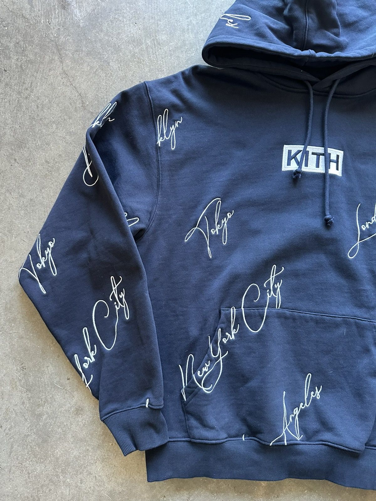 Kith Kith City Script Hoodie Navy Nocturnal | Grailed