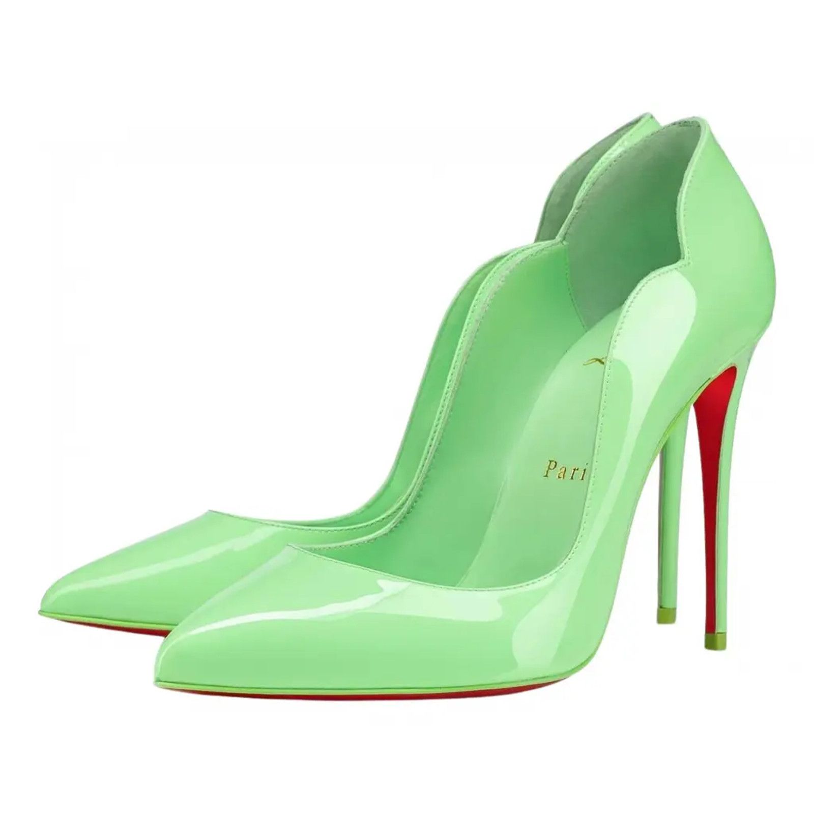 Christian Louboutin Hot Chick 100 Tropique Green Patent Leather Heel Pump 39 Size US 9 / IT 39 - 1 Thumbnail