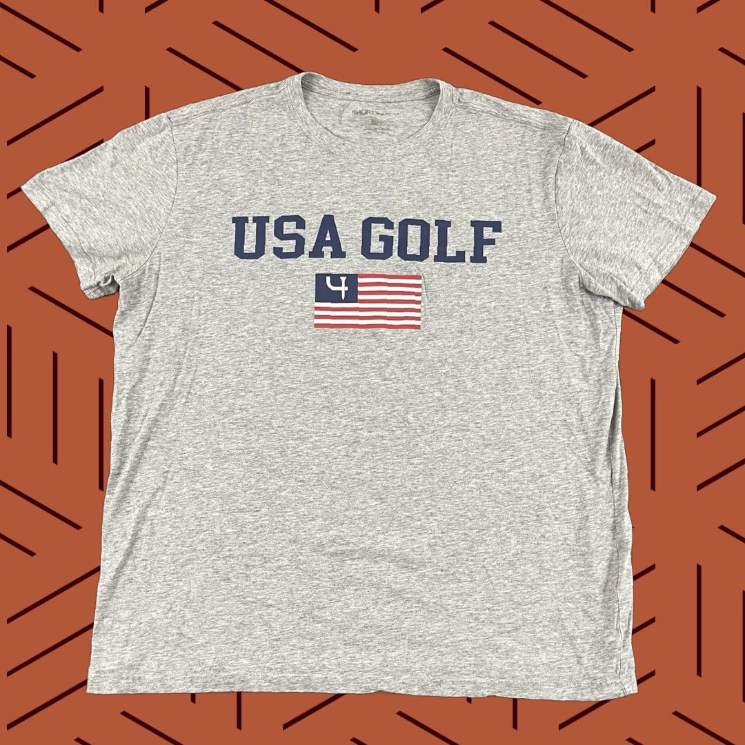 Vintage Short Par 4 Shirt Mens Large Gray Golf USA Flag Patriotic Sport S/S Graphic Tee Size US L / EU 52-54 / 3 - 1 Thumbnail