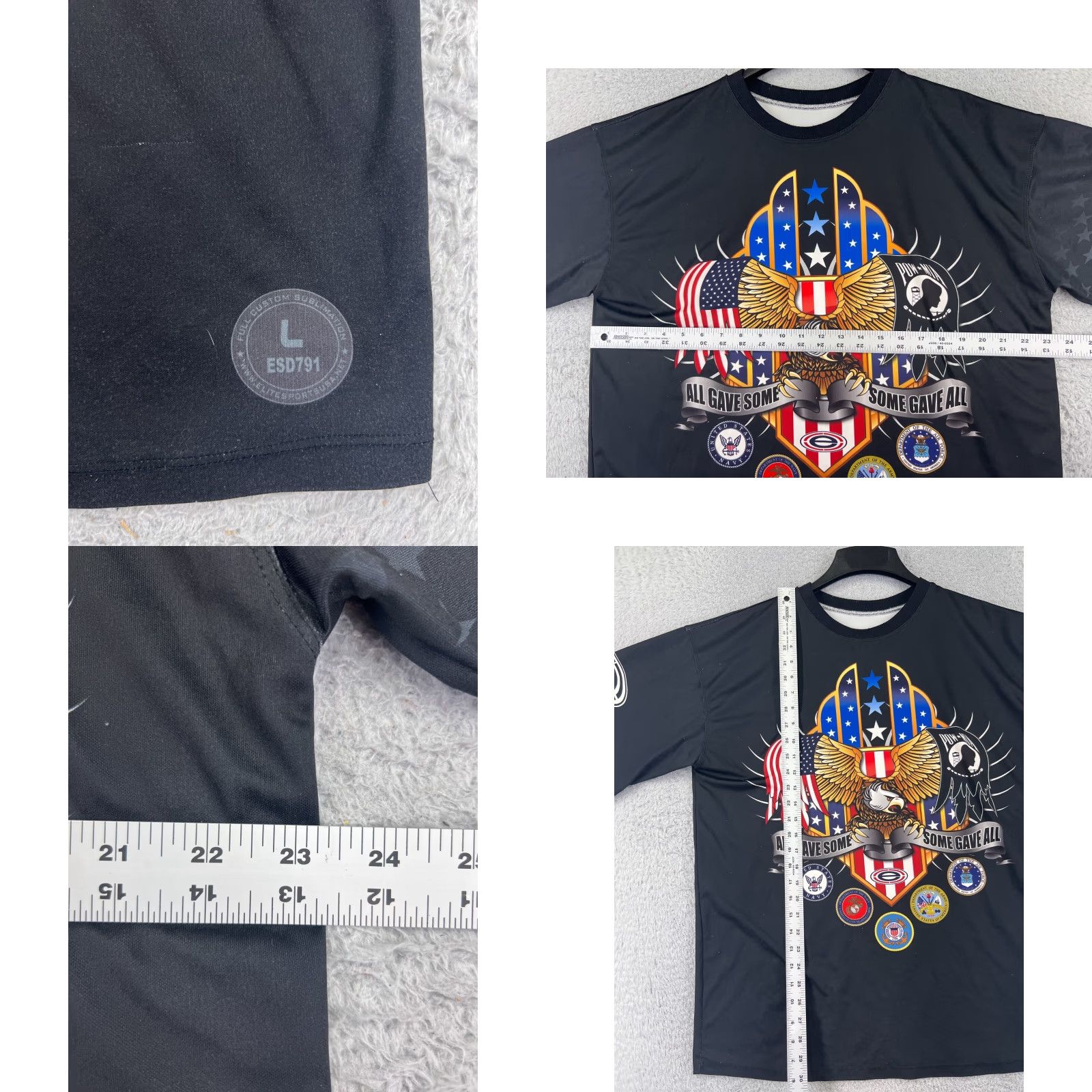 Vintage VINTAGE Elite Sports Shirt Men L Black All Branches POW MIA Embroidered Logo Photo Snags Front Back Size US L / EU 52-54 / 3 - 8 Thumbnail