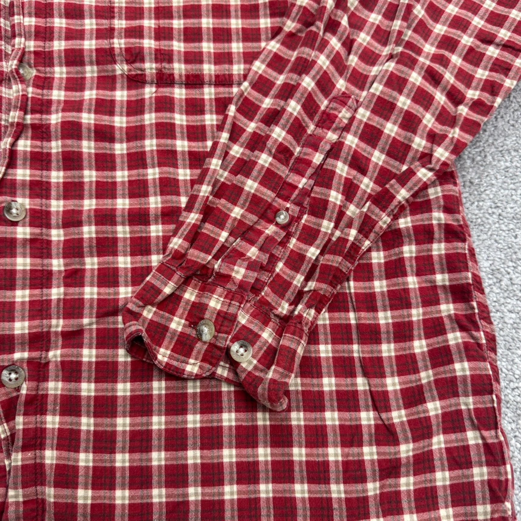 Vintage Columbia Shirt Adult Large Red Plaid Cotton Long Sleeve Button-Up Pockets Outdoor Casual Camp Mens Size US L / EU 52-54 / 3 - 5 Thumbnail