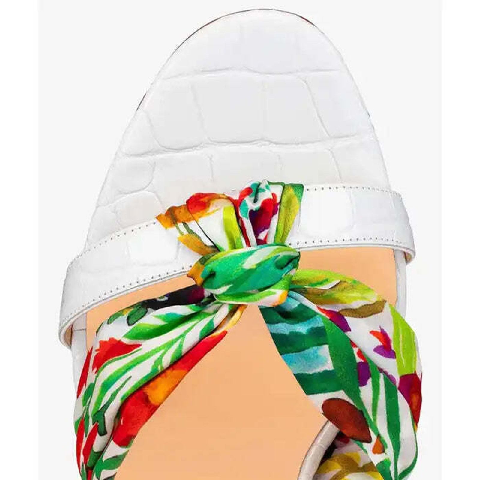 Christian Louboutin Ruban 100 White Croc Satin Ankle Strap Sandal Heel Pump 39.5 Size US 9.5 / IT 39.5 - 6 Thumbnail