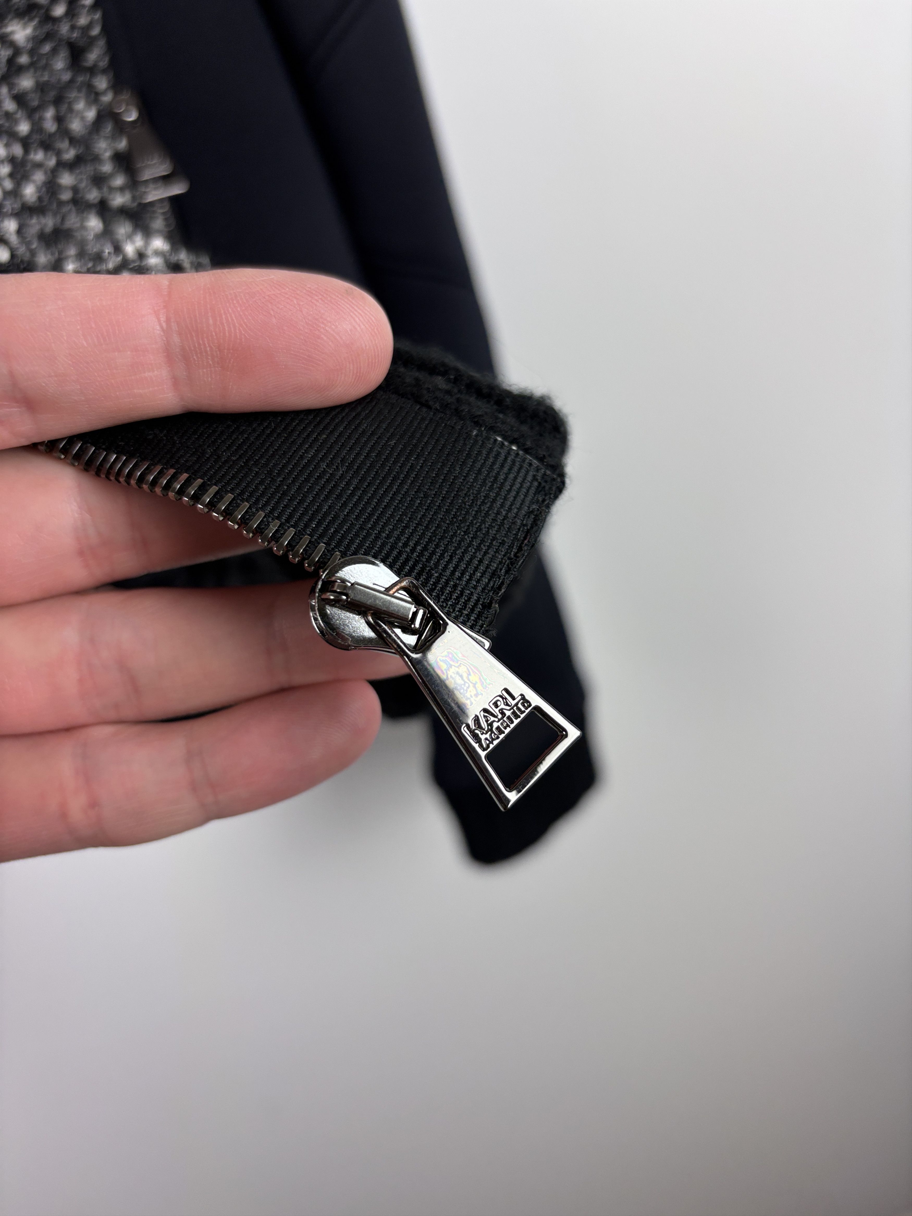 Karl Lagerfeld Womens Karl Lagerfeld Zip Bomber Jacket Black Size EU 34 Size M / US 6-8 / IT 42-44 - 9 Thumbnail