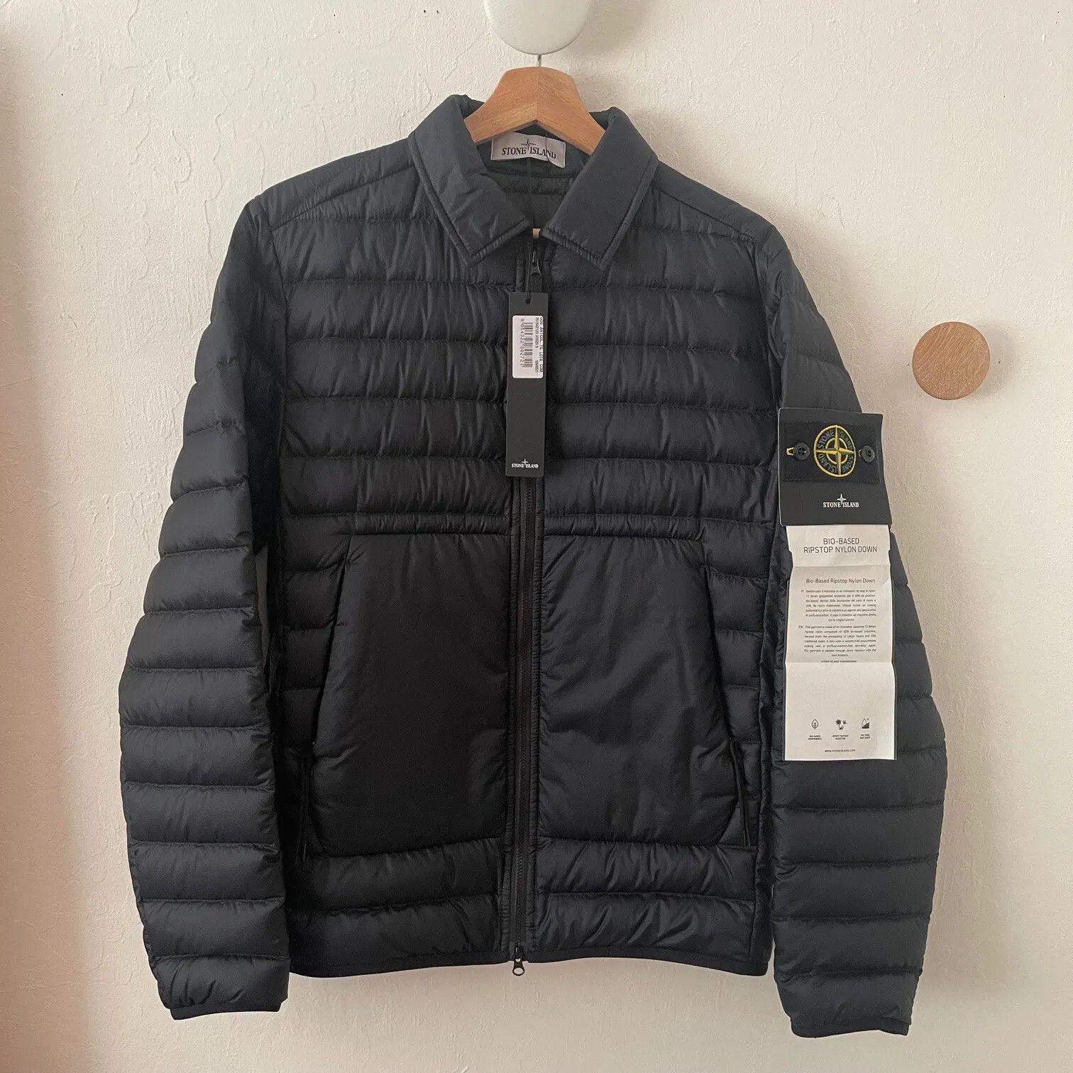 image of Stone Island Lightweight Ripstop Down Zip Jacket Quilted New in Navy, Men's (Size Small)