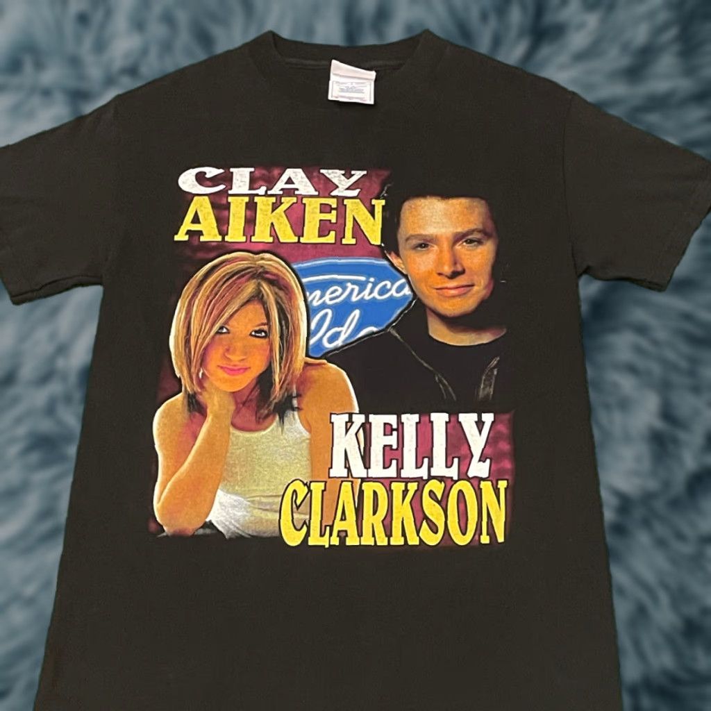 Vintage VINTAGE 90s American Idol Clay Aiken Kelly Clarkson Rap Tee VTG 2000s Shirt S Black Men Mens Small Short Sleeve T-Shirt Hip Hop Music USA Size US S / EU 44-46 / 1 - 1 Thumbnail