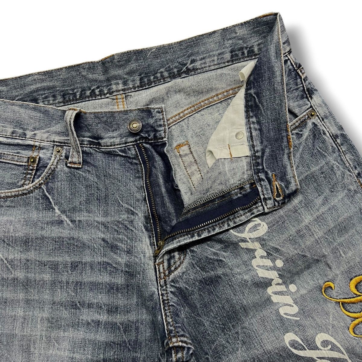 Japanese Brand Bootcut Vintage Oririn Jeans - Faded Thunder Wash,Distressed Size US 32 / EU 48 - 7 Thumbnail