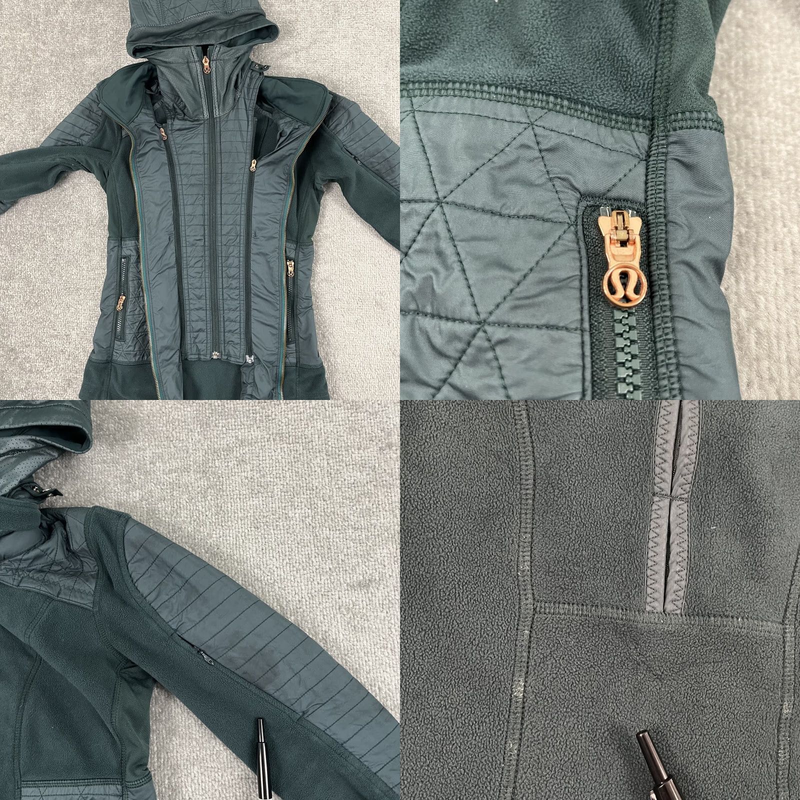 Lululemon Lululemon Fleecy Keen Jacket Womens Size 2 Green Quilted Fleece Hooded Utility Jacket Size XS / US 0-2 / IT 36-38 - 8 Thumbnail
