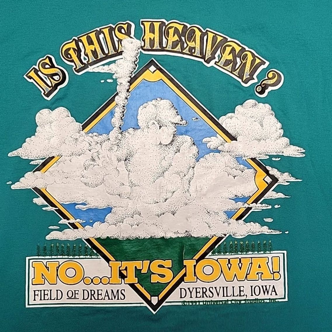 Fruit Of The Loom VINTAGE Field Of Dreams Shirt Men Large Green Movie Single Stitch Made In USA Size US L / EU 52-54 / 3 - 2 Thumbnail