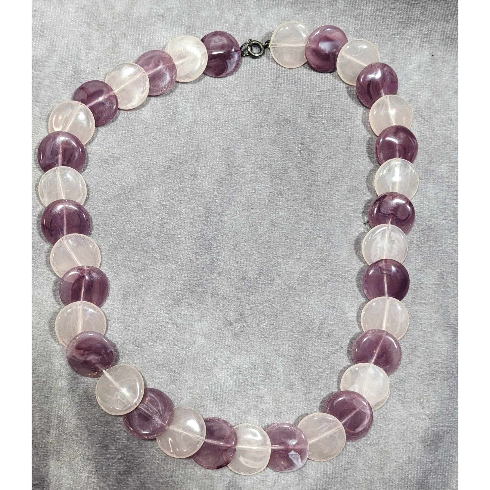 Other White And Purple Marbled Plastic Disc Beaded Necklace Size ONE SIZE - 7 Thumbnail