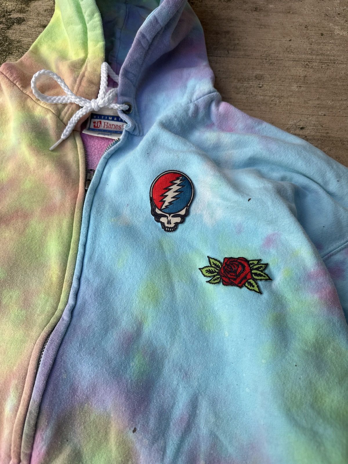 Grateful Dead × Vintage Vintage 90s Tie Dye Rainbow Grateful Dead Zipup Hoodie Size US XL / EU 56 / 4 - 2 Thumbnail