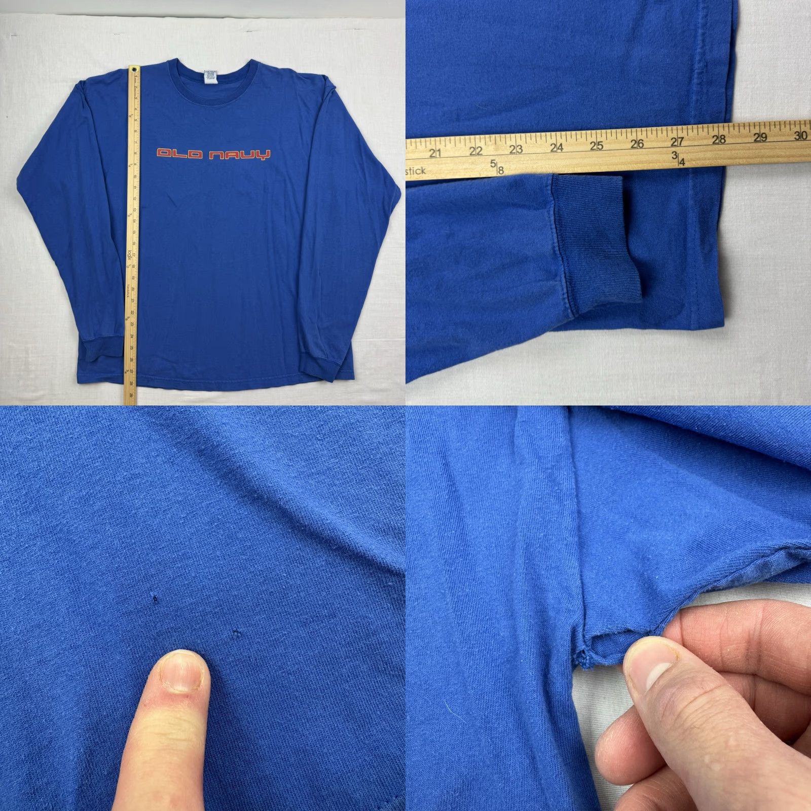 Old Navy VINTAGE Old Navy Long Sleeve T-Shirt Adult XL Blue Grunge 90s Mens Size US XL / EU 56 / 4 - 8 Thumbnail