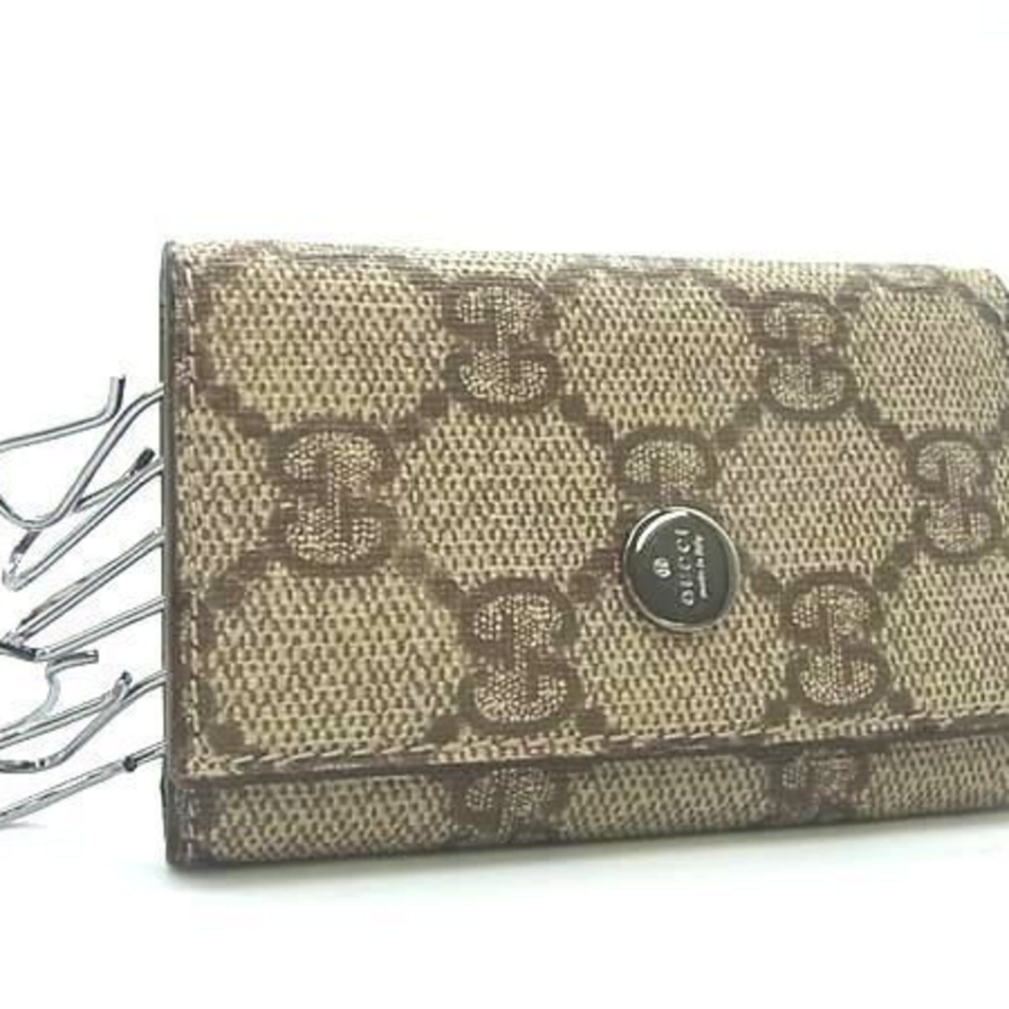 Gucci GUCCI GG Supreme Key Case 115063 Beige Blue Leather Men's Women's Size ONE SIZE - 1 Thumbnail