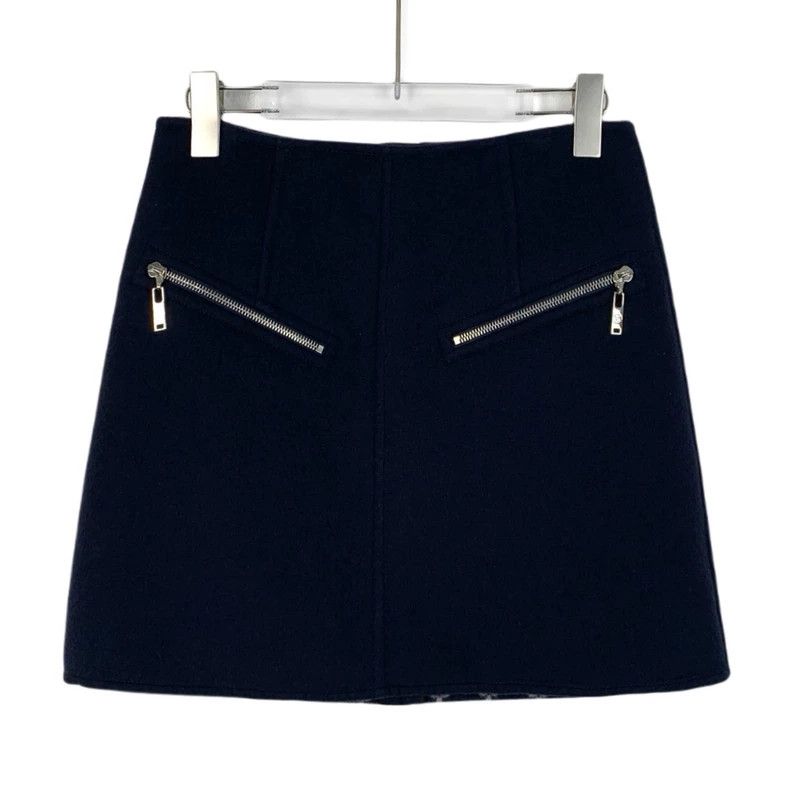 Louis Vuitton Louis Vuitton Dark blue printed woolen zipper skirt with l Size 35" - 1 Thumbnail