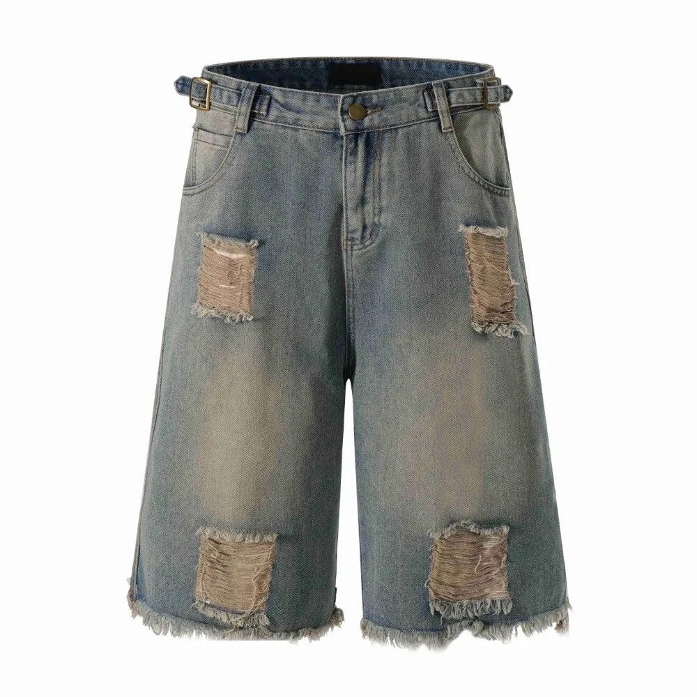 Designer × Japanese Brand Street Jorts Washed Dirty Hole Short Jeans y2k Size US 34 / EU 50 - 4 Thumbnail