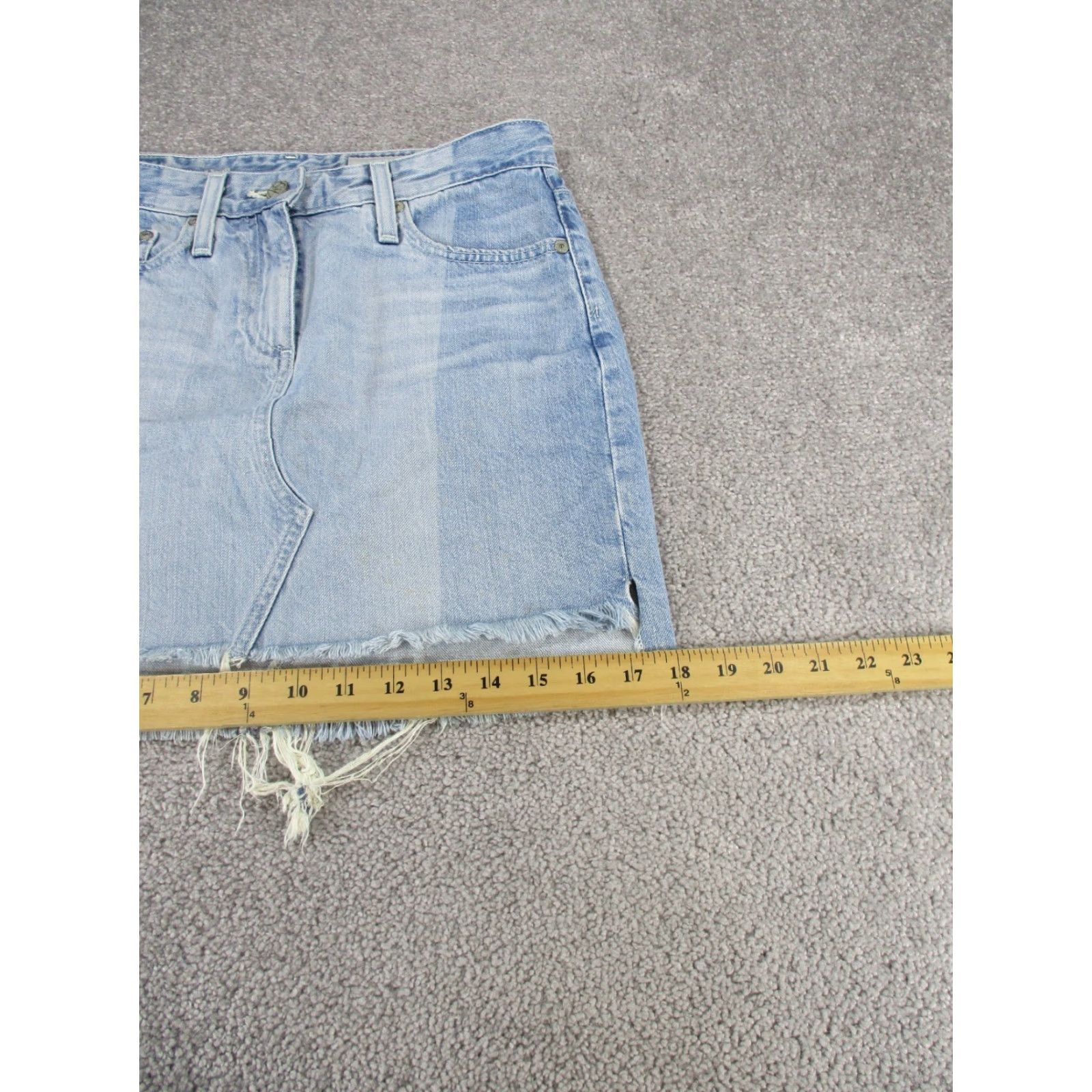 Denime VINTAGE Adriano Goldschmied Mini Skirt Womens 25 Light Denim Blue Short Zip Zipper AG Size 42" / US 20 - 6 Thumbnail