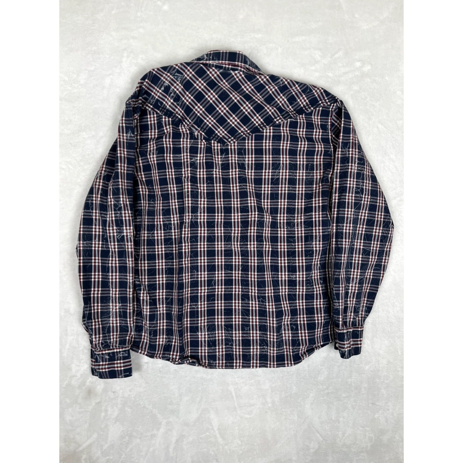 Vintage Moonshine Spirit Shirt Mens Large Blue Plaid Western Snap Front Regular Fit Size US L / EU 52-54 / 3 - 7 Thumbnail