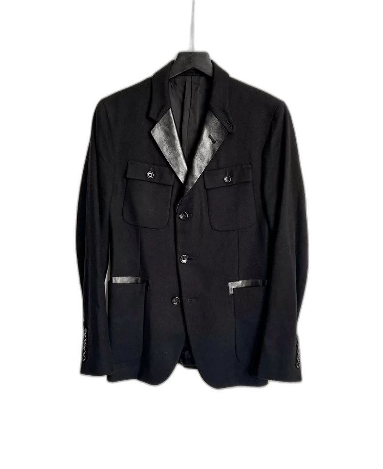 Gucci Gucci Black Blazer with Leather Details Size US M / EU 48-50 / 2 - 1 Thumbnail
