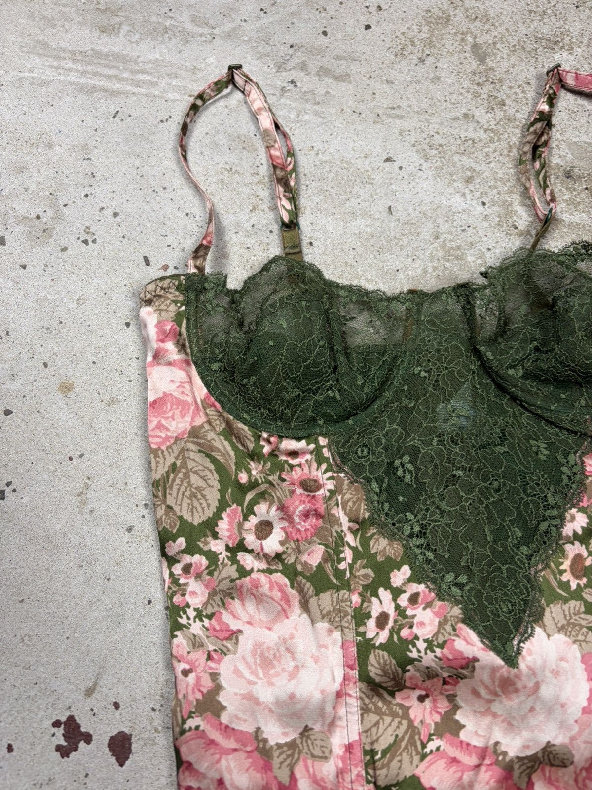 Valentino Vintage 90s Valentino Garavani Silk Floral Print Lace Corset Size S / US 4 / IT 40 - 5 Thumbnail