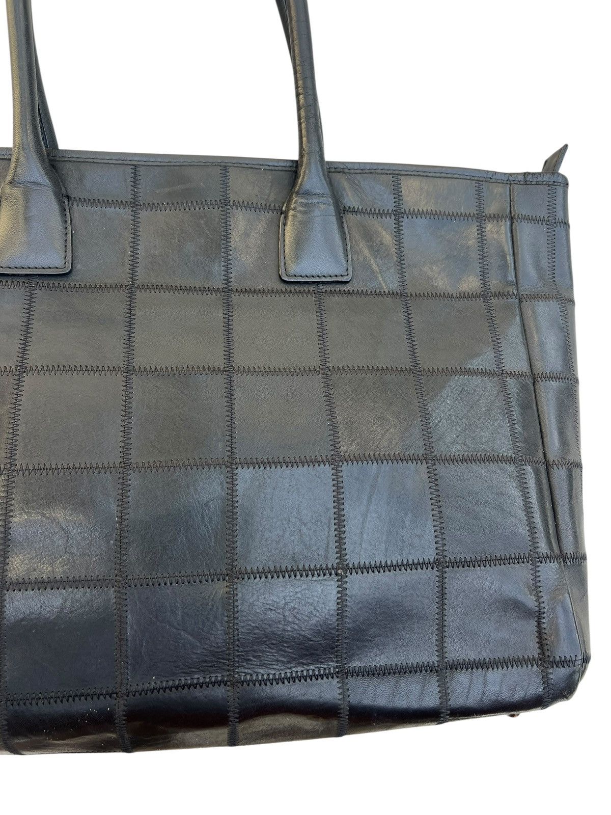 Leather TRION Japan Black Patchwork Leather Tote Bag Size ONE SIZE - 11 Thumbnail