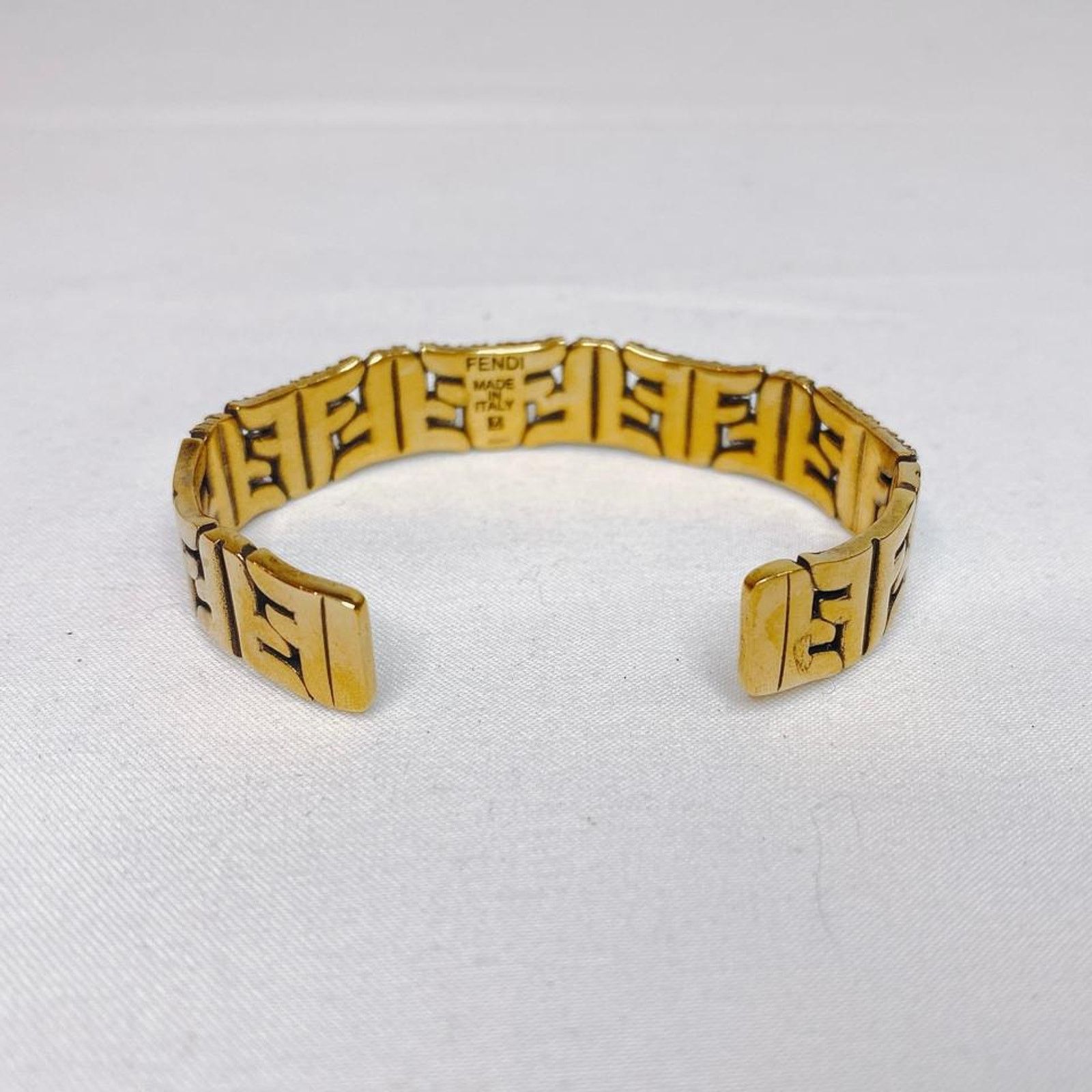 Fendi FF logo crystal gold tone bracelet cuff bangle M Size ONE SIZE - 3 Thumbnail