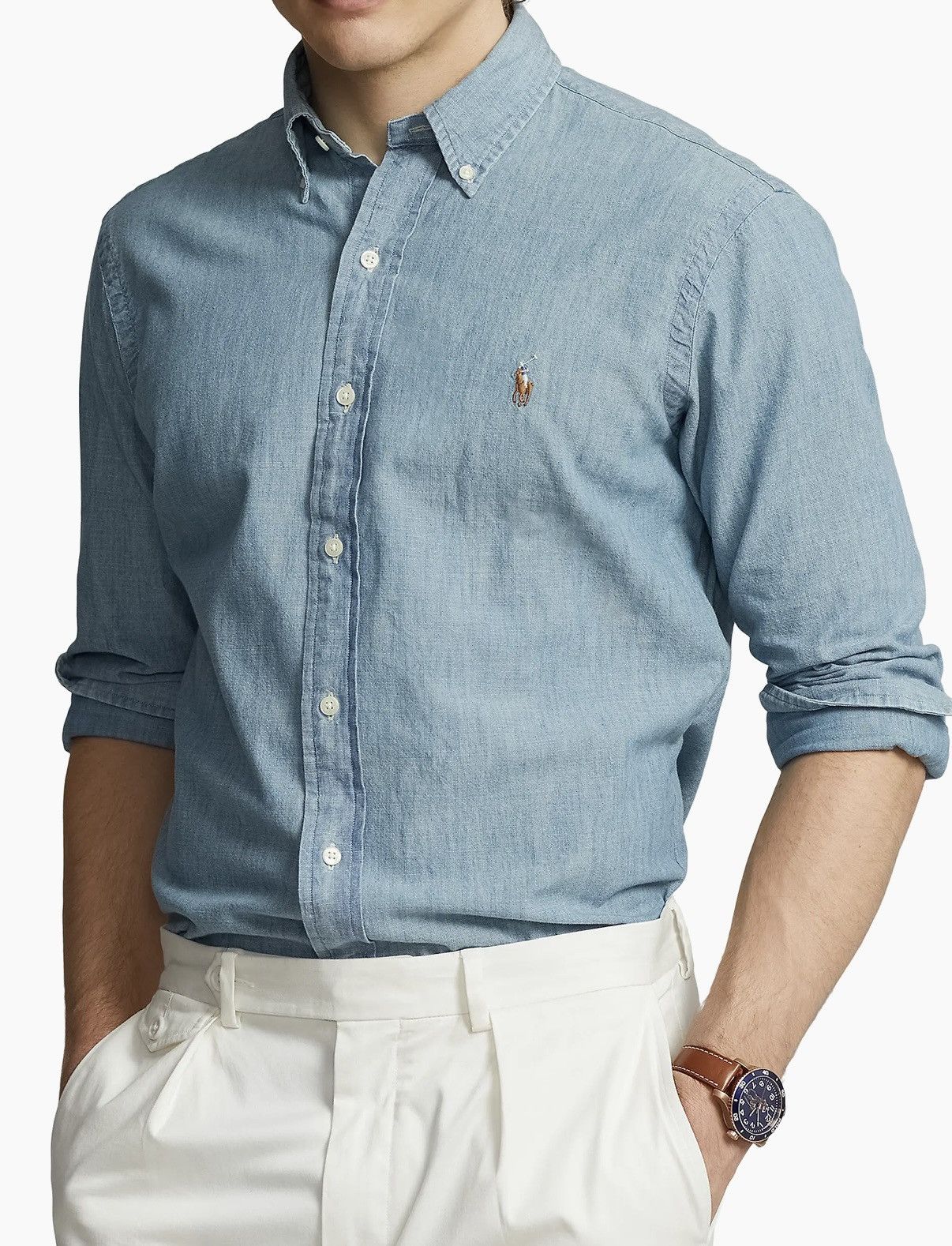 Polo Ralph Lauren Polo Ralph Lauren mens chambray indigo shirt L New Size US L / EU 52-54 / 3 - 24 Thumbnail