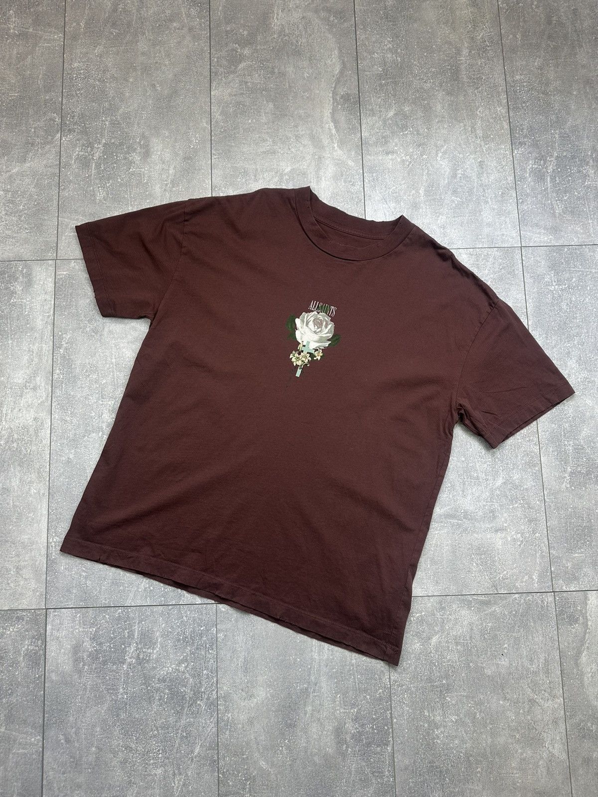 Allsaints Allsaints Japanese Centre Logo Flower Print Brown Tee Size US S / EU 44-46 / 1 - 3 Thumbnail