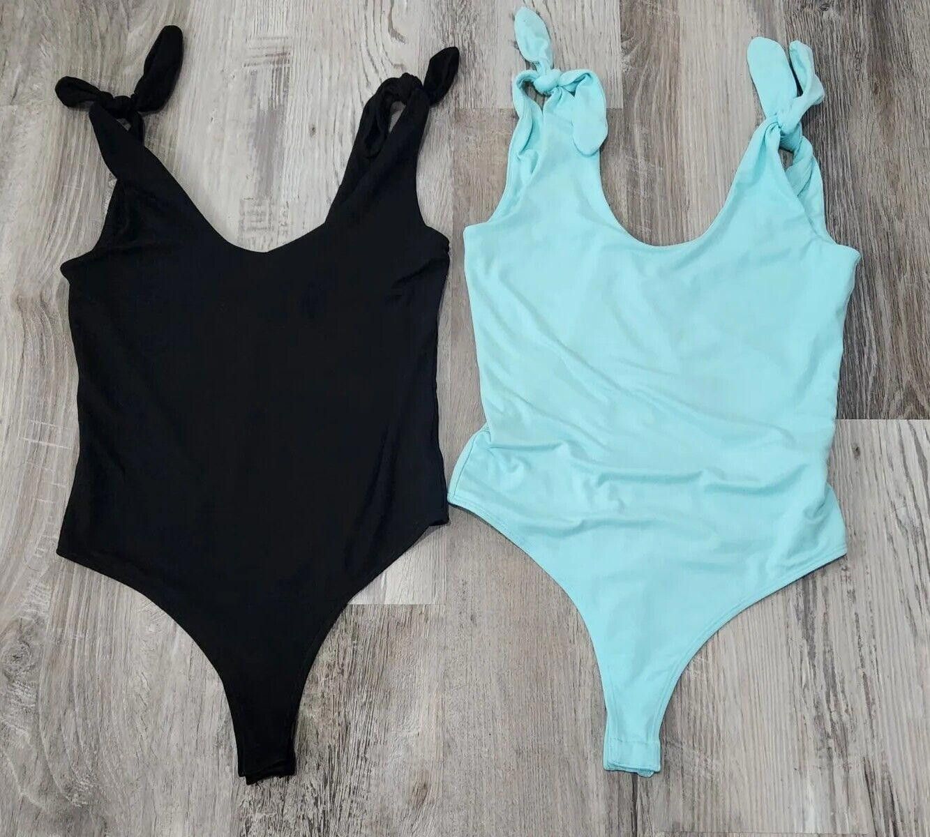 Designer Cabana By Crown And Ivy Bodysuit Lot Extra Small Black Aqua Size XS / US 0-2 / IT 36-38 - 1 Thumbnail