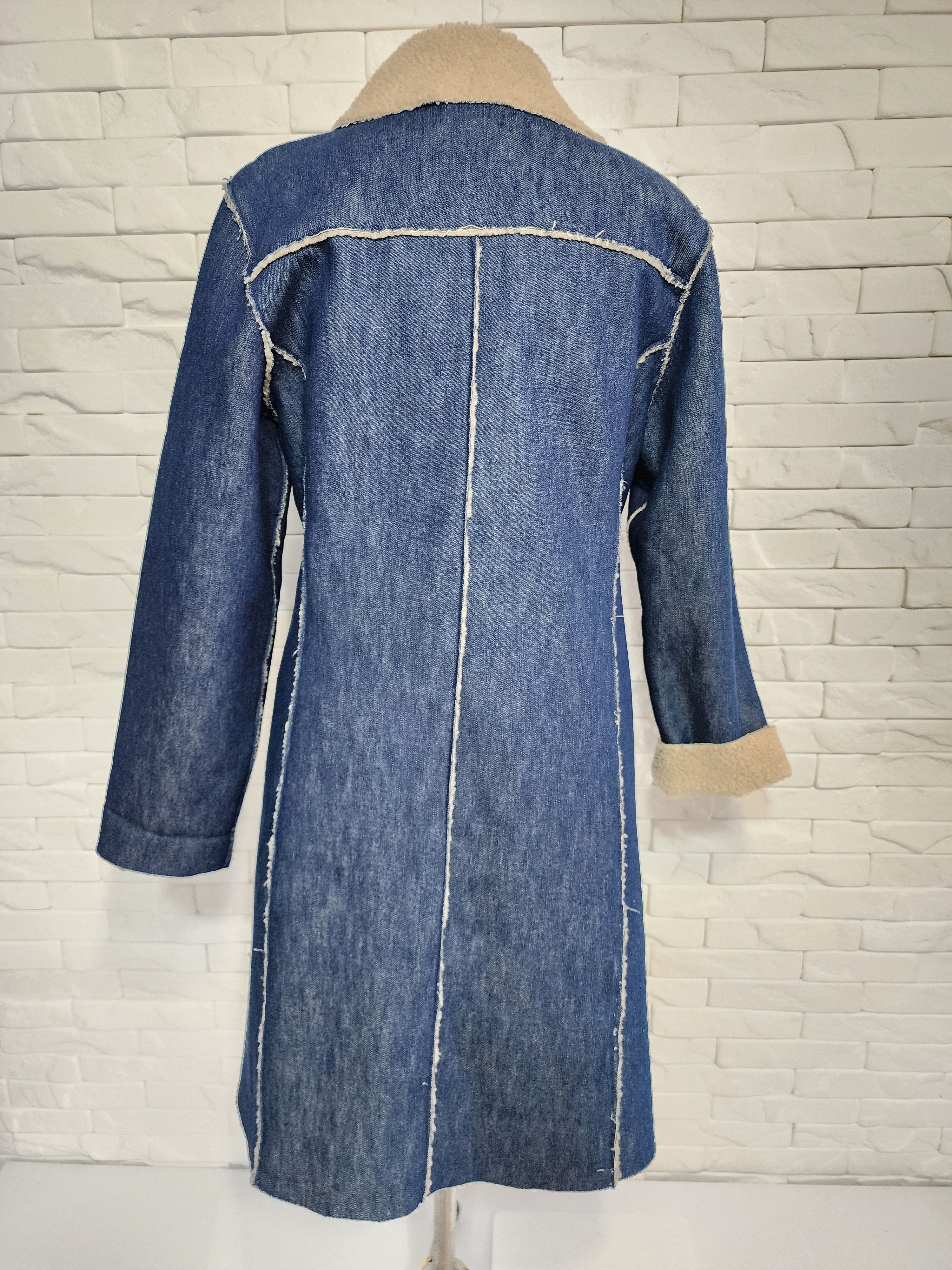 Denim & Co. Blue Long Denim Jacket: Faux Fur. Classic Women's Style Size XL / US 12-14 / IT 48-50 - 4 Thumbnail