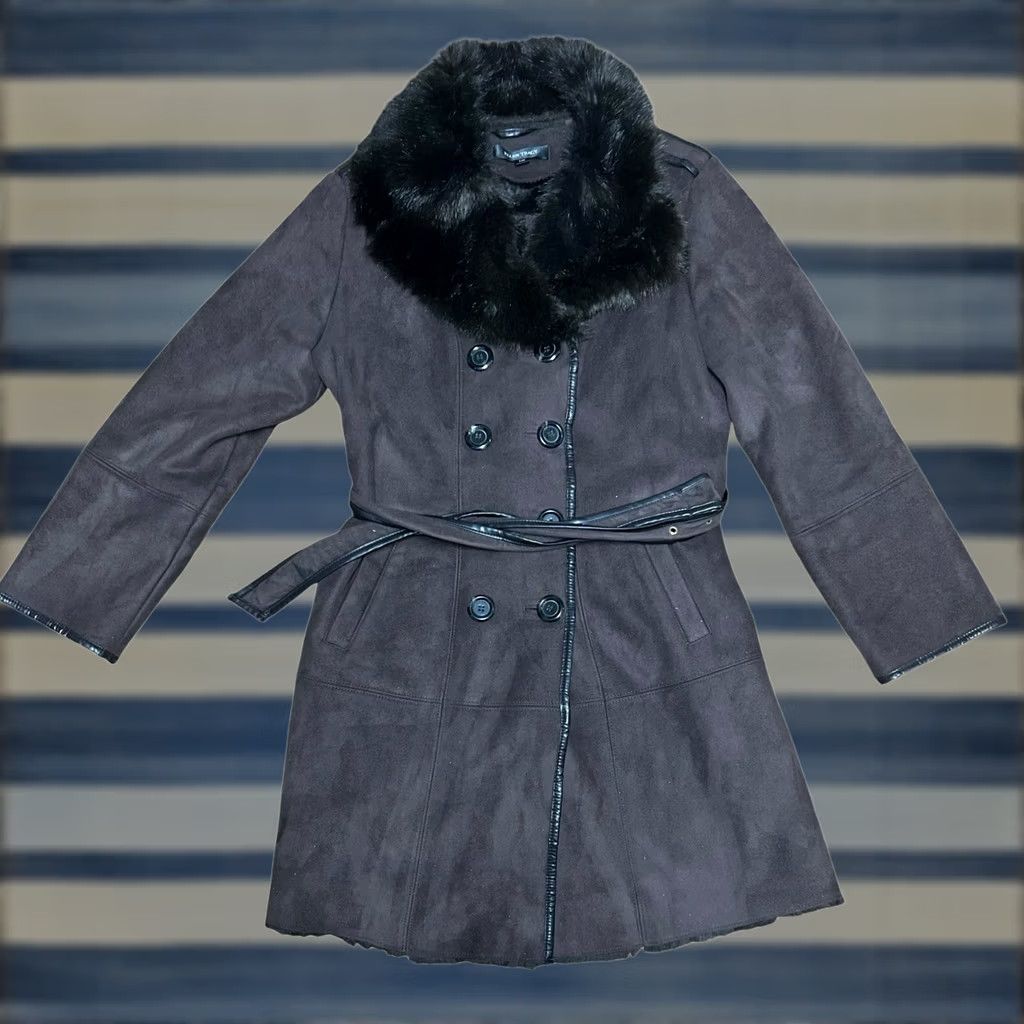 Ellen Tracy VINTAGE Ellen Tracy Coat Belted Brown W/Very Faux Fur Collar Lining Women's Large Damage Size L / US 10 / IT 46 - 1 Thumbnail