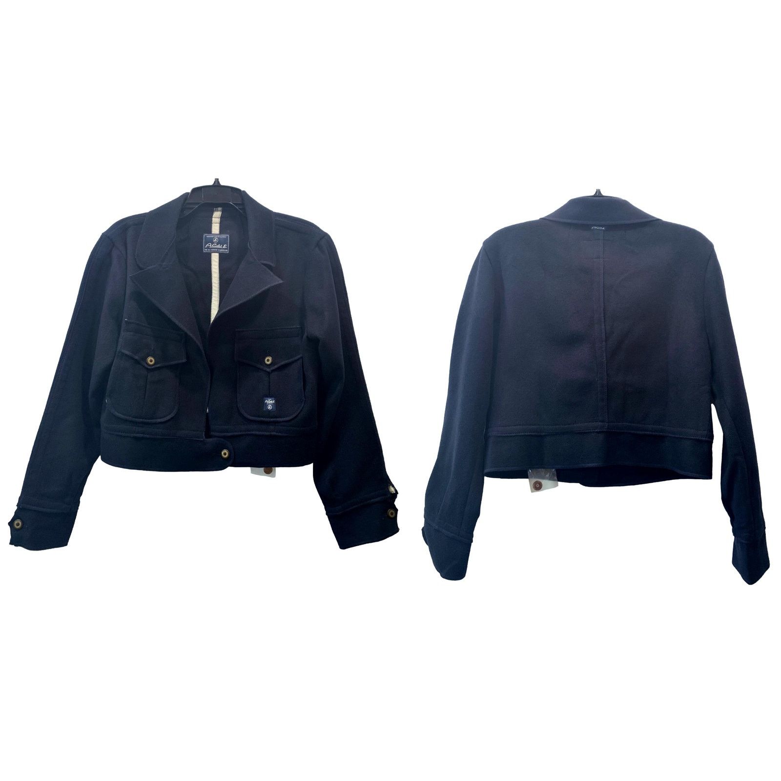 AG Adriano Goldschmied × Agolde A Gold E Goldschmied Navy Blue Military Casual Crop Jacket Size M / US 6-8 / IT 42-44 - 8 Thumbnail