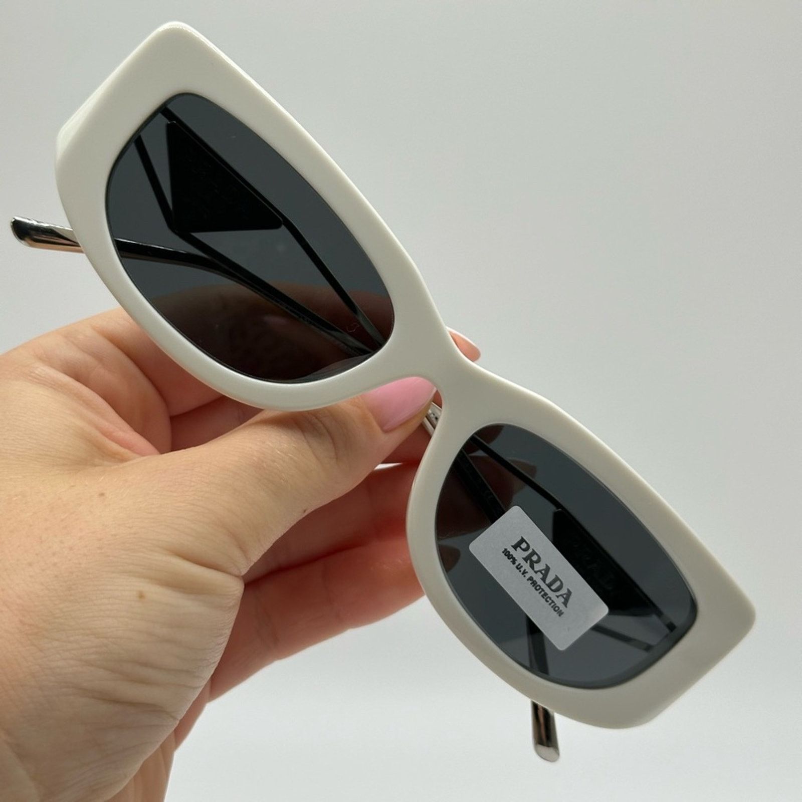 Prada NEW PRADA PR14YS 1425S0 Talc/Dark Grey Women Sunglasses Size ONE SIZE - 9 Thumbnail