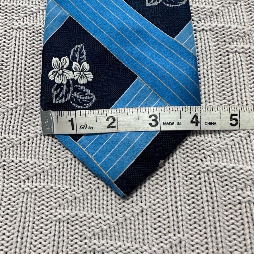 Oleg Cassini Vintage Oleg Cassini blue flower and stripe mens tie Size ONE SIZE - 5 Thumbnail