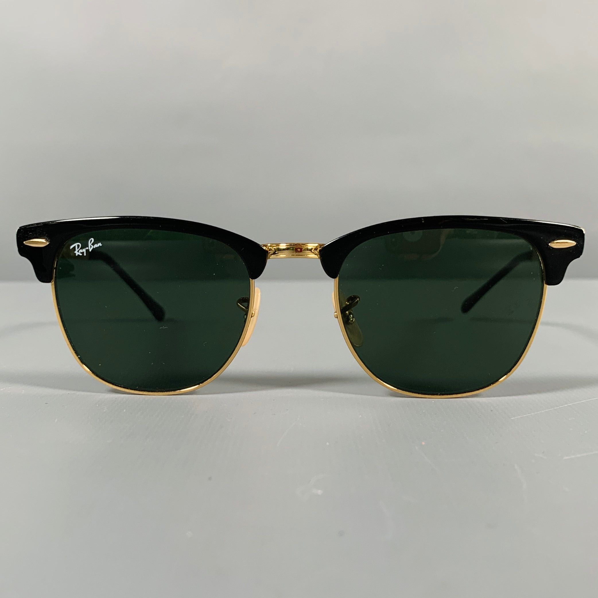 image of Rayban Black Gold Clubmaster Classic Sunglasses, Men's