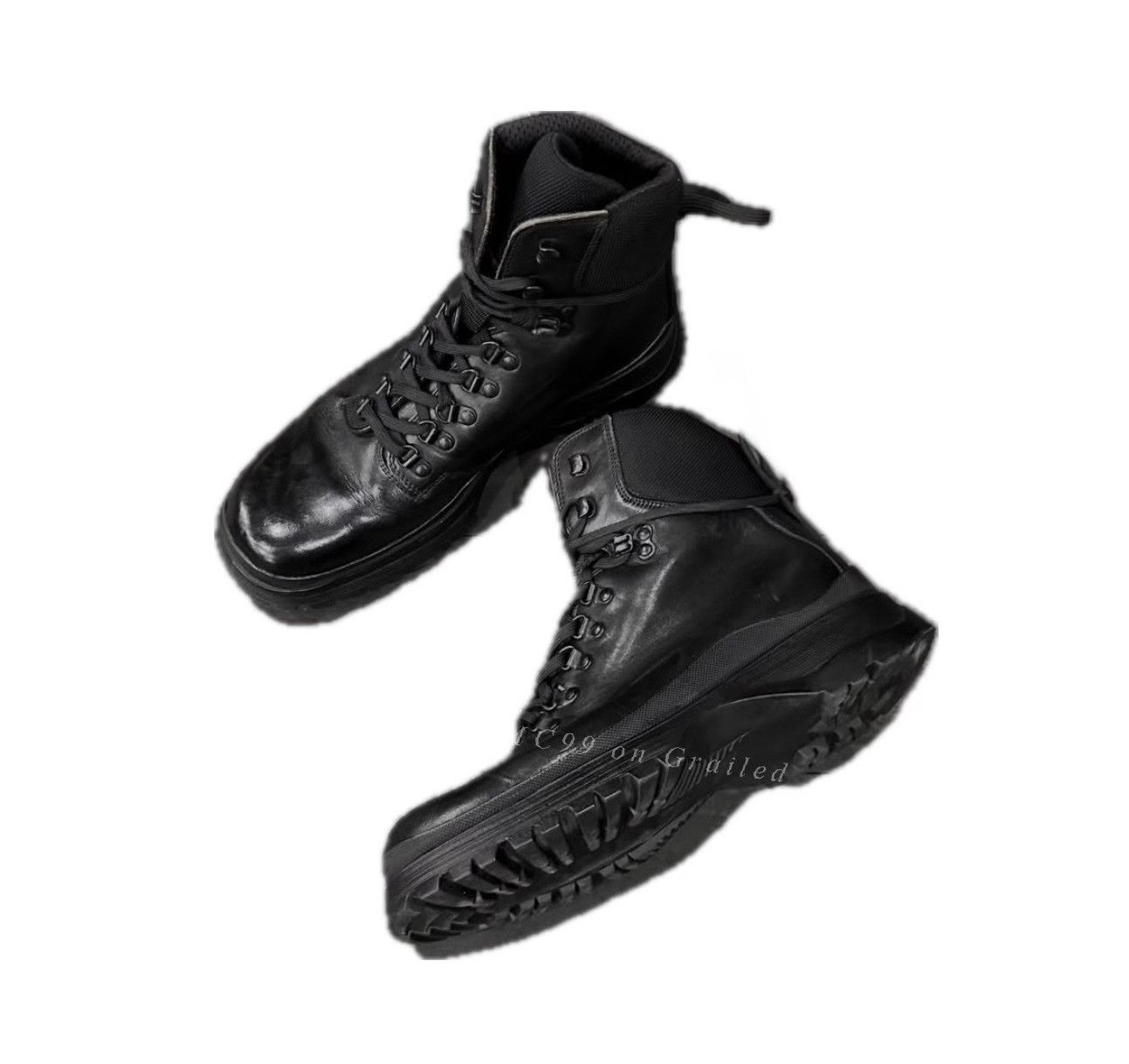 Vintage Vintage Prada Sport Black Leather Combat Boots Size US 8.5 / EU 41-42 - 1 Thumbnail