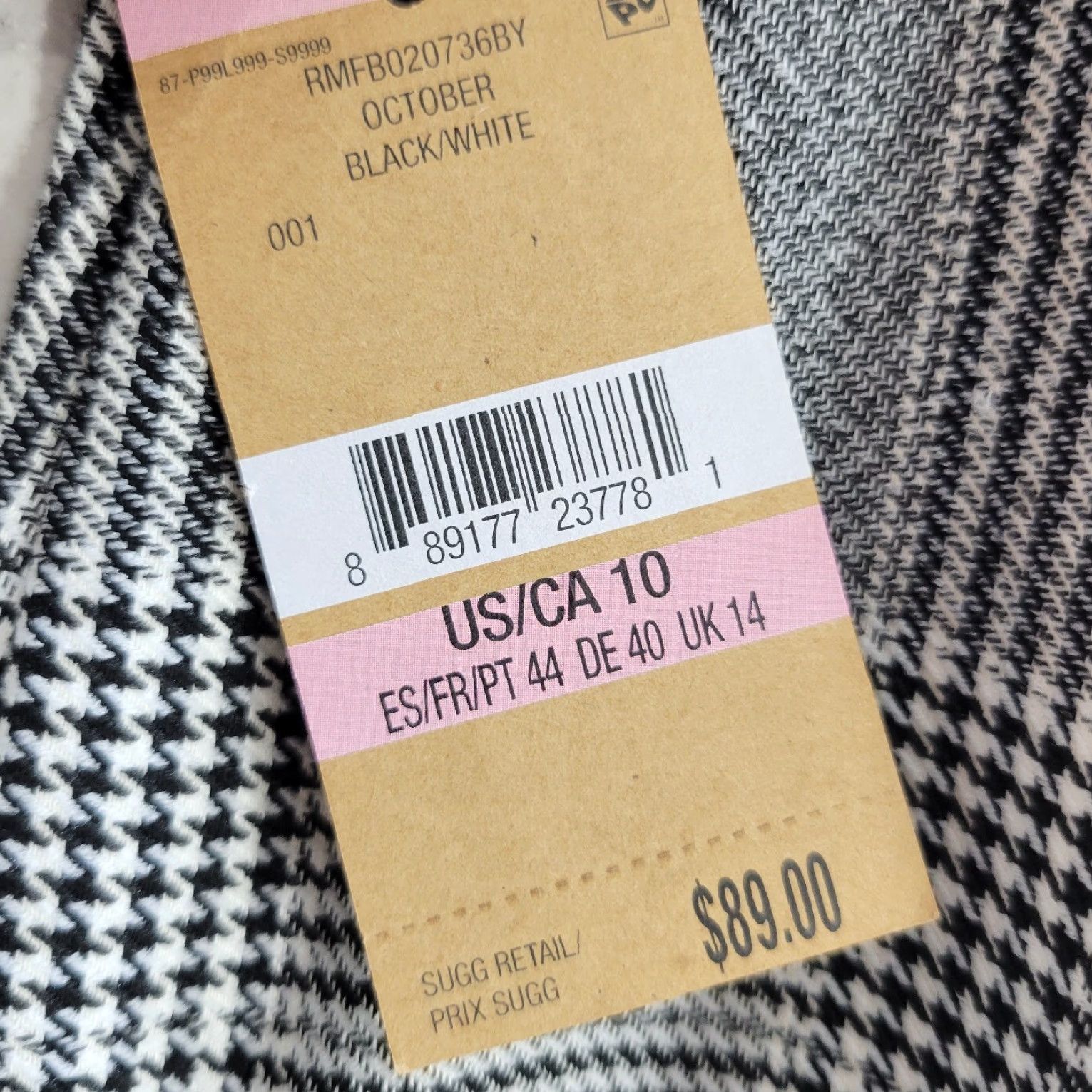 Vintage RACHEL Roy Gray Houndstooth Plaid Gathered Mini Skirt Viscose Size 10 NWT Size 32" / US 10 / IT 46 - 5 Thumbnail