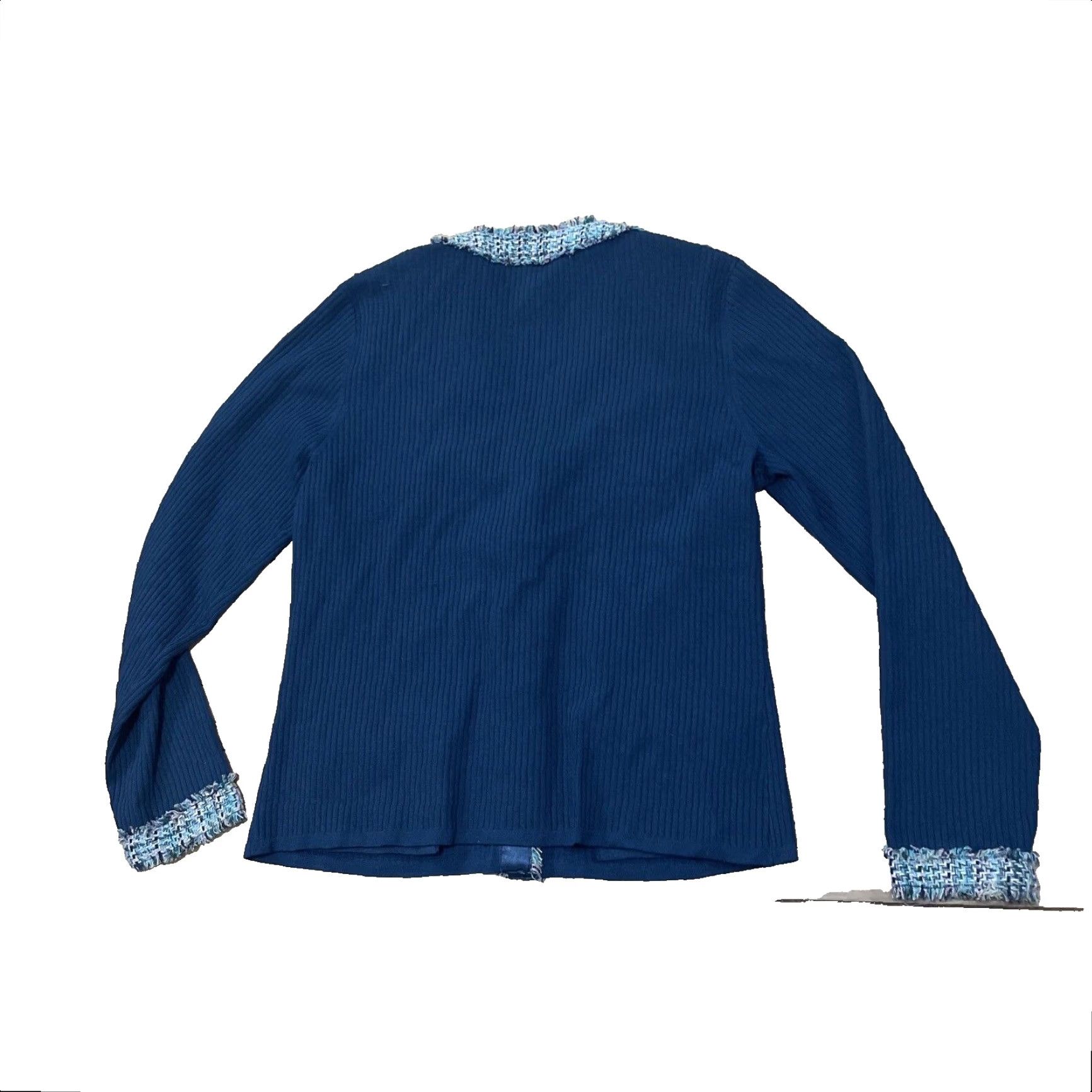 Vintage DON CASTER Sweater Womens M Cardigan Knit Long Sleeve V-Neck Blue 80% Silk Nylon Spandex Lightweight Breathable Stretch Womens Size M / US 6-8 / IT 42-44 - 2 Thumbnail