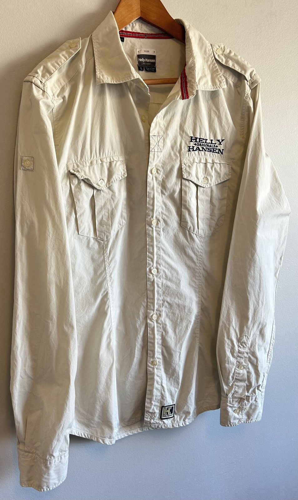 Helly Hansen Vintage 90s Helly Hansen Mens Beige Collared Button Shirt Size US XL / EU 56 / 4 - 2 Thumbnail