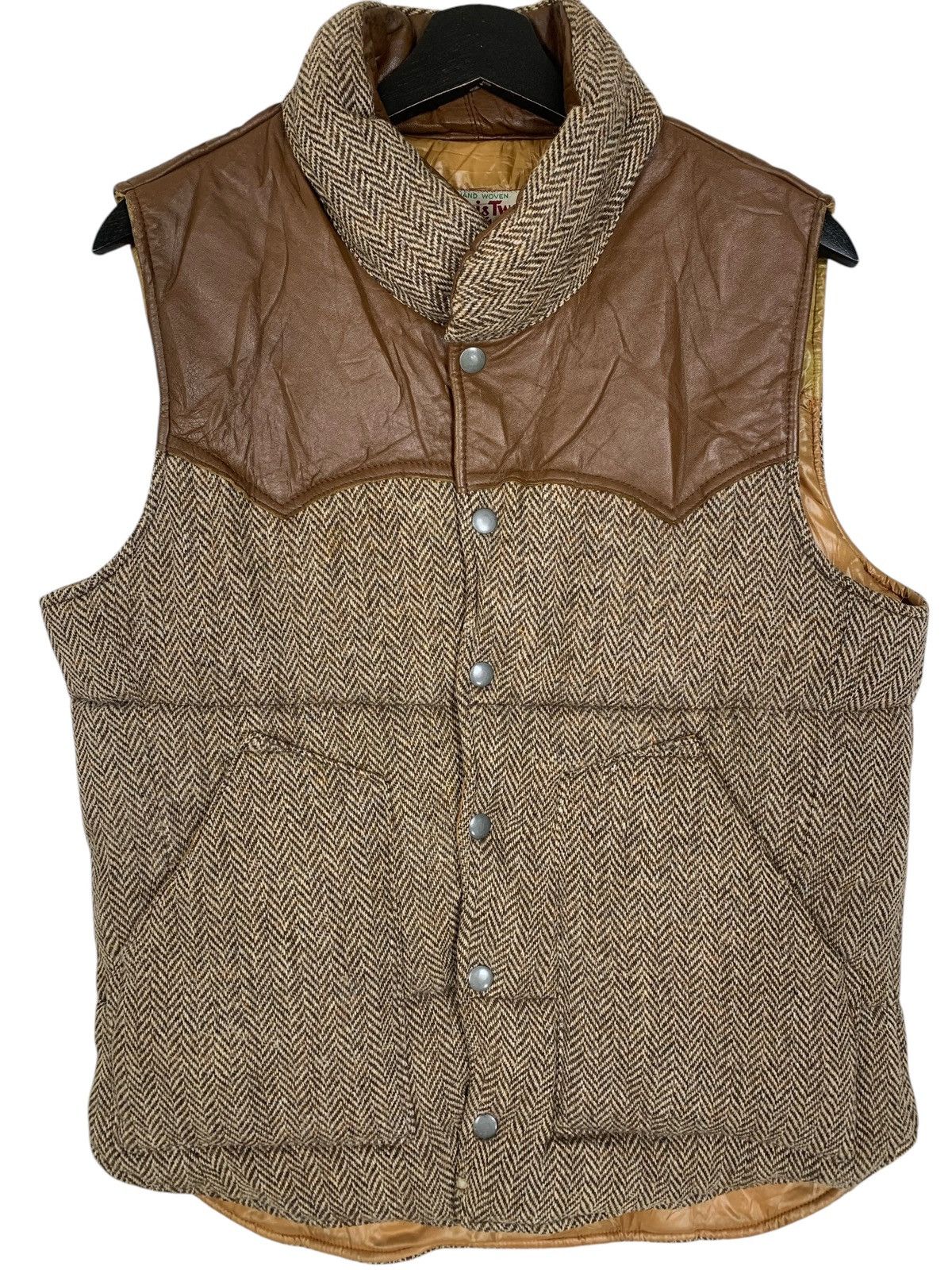 Designer × Harris Tweed Vintage Harris Tweed Designer Luxury Herringbone Vest Size US M / EU 48-50 / 2 - 2 Thumbnail