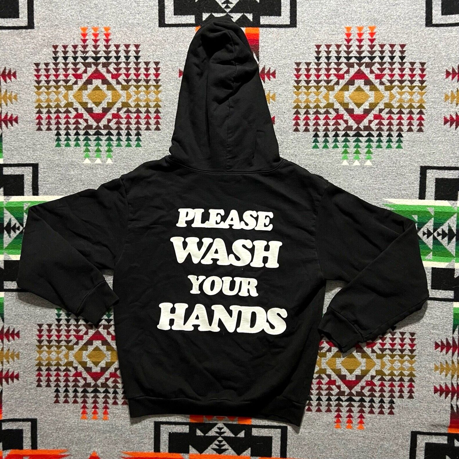 image of Talentless Please Wash Your Hands Black French Terry Hoodie Men’S Size Medium C2 in White, Men's