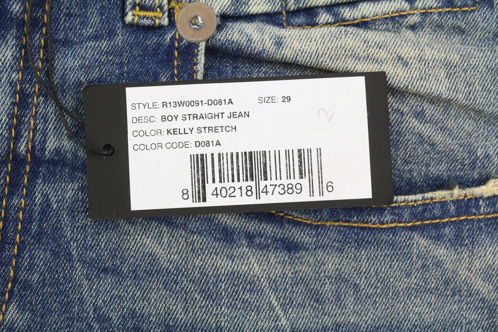 R13 BOY STRAIGHT 29 Kelly Faded Blue RRP699 87182 Size 29" - 7 Thumbnail