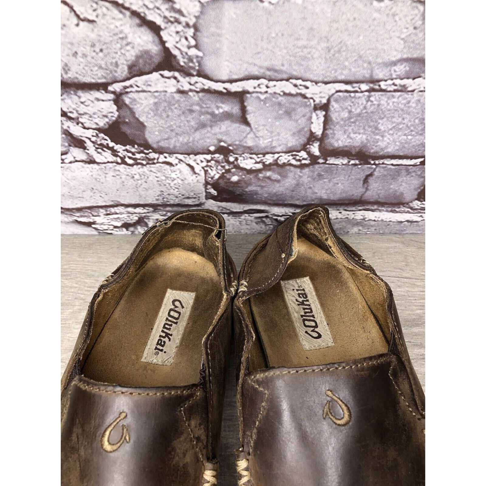 Olukai OluKai Moloa Brown Leather Casual Drop Heel Loafers Shoes Me Size US 10 / EU 43 - 11 Thumbnail