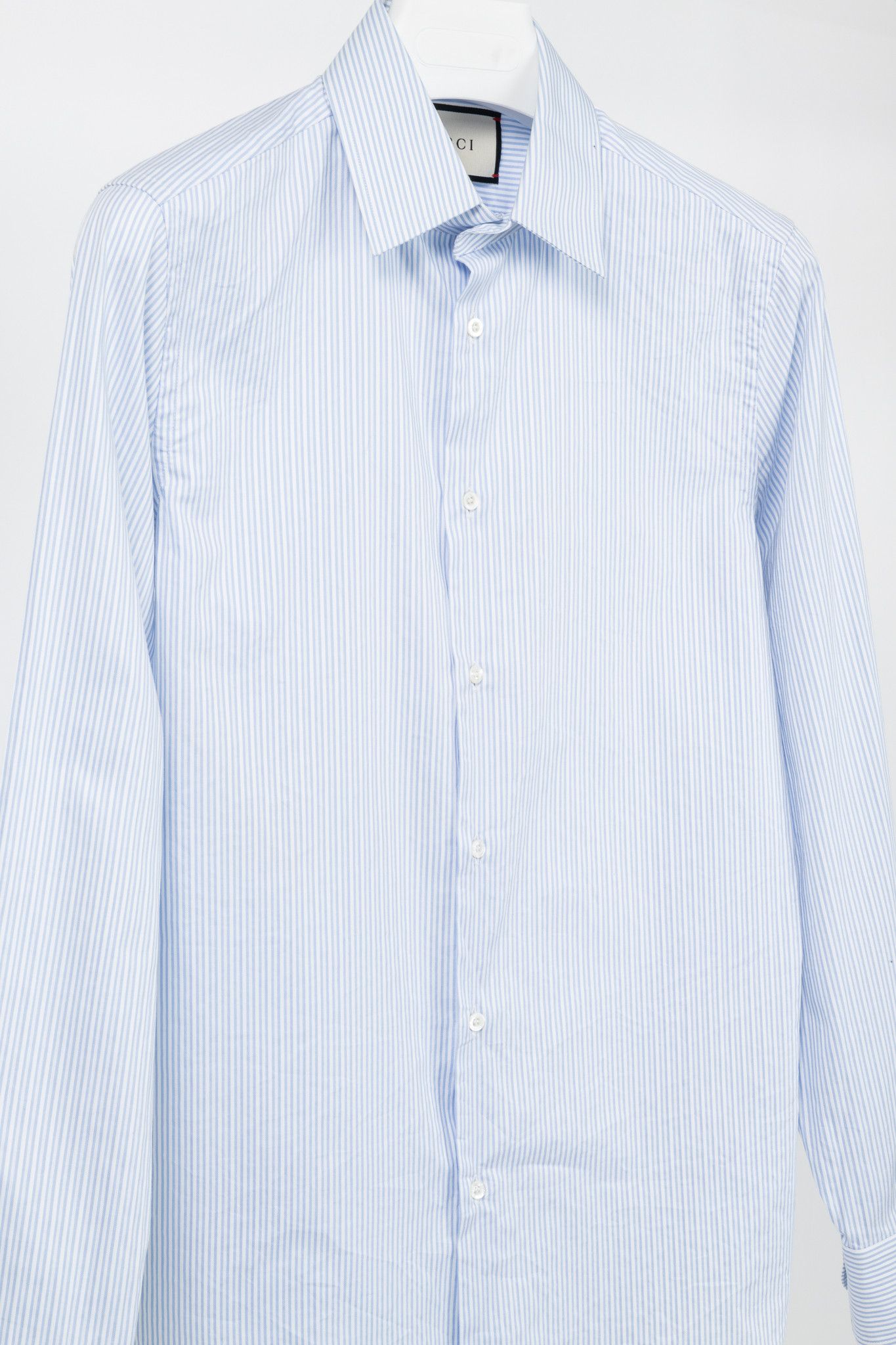 Gucci Gucci Blue & White Striped Cotton-Poplin Buttoned Shirt Size US M / EU 48-50 / 2 - 3 Thumbnail