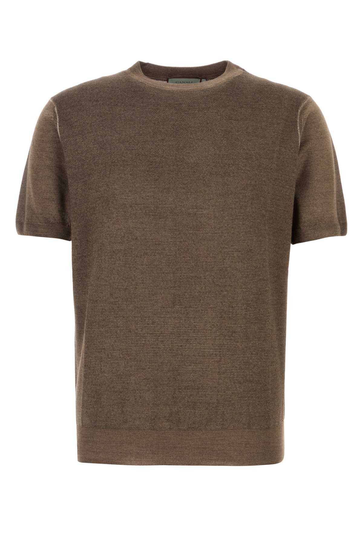 Canali Brown Knit T-Shirt Size US M / EU 48-50 / 2 - 1 Thumbnail