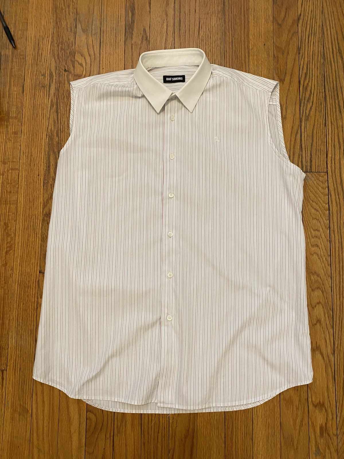 Raf Simons Raf Simons Oversized Sleeveless Striped Shirt Size US S / EU 44-46 / 1 - 1 Thumbnail