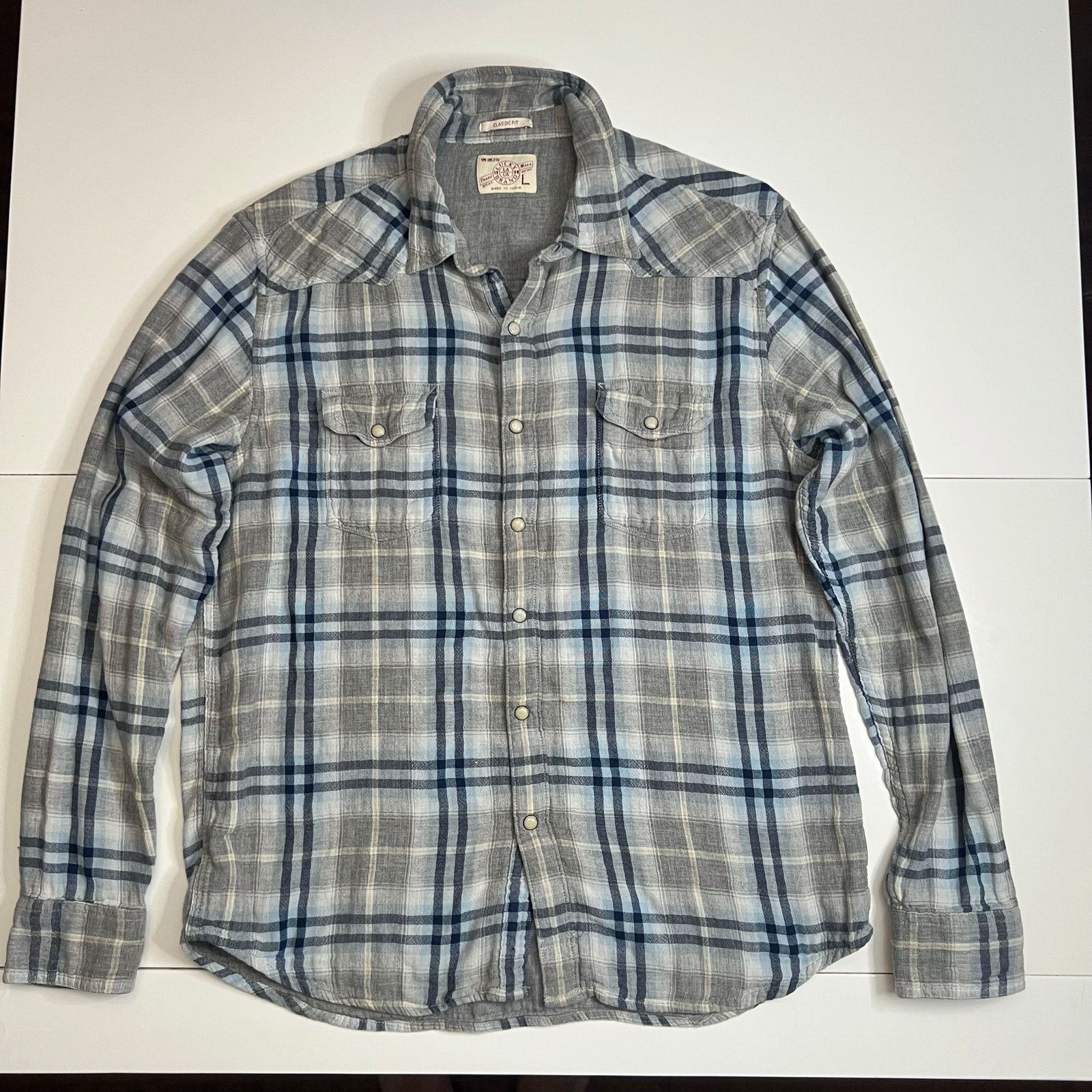 Lucky Brand Lucky Brand Classic Fit Western Pearl Snap Shirt Large Plaid Size US L / EU 52-54 / 3 - 8 Thumbnail